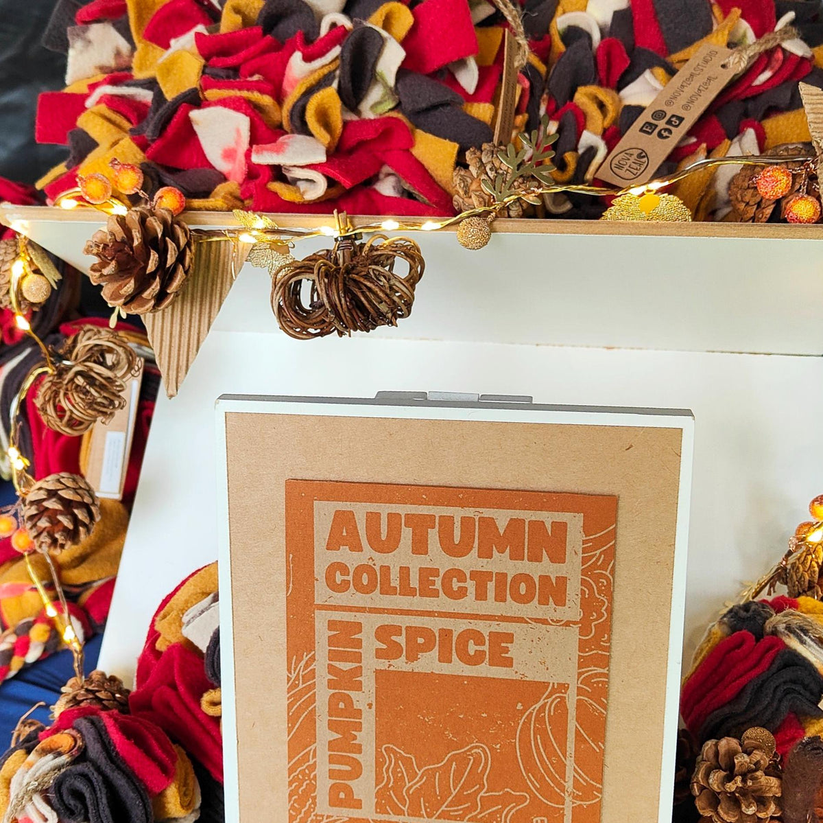 Autumn themed enrichment toys for dogs including snuffle mats and snuffle balls designed for scent based play