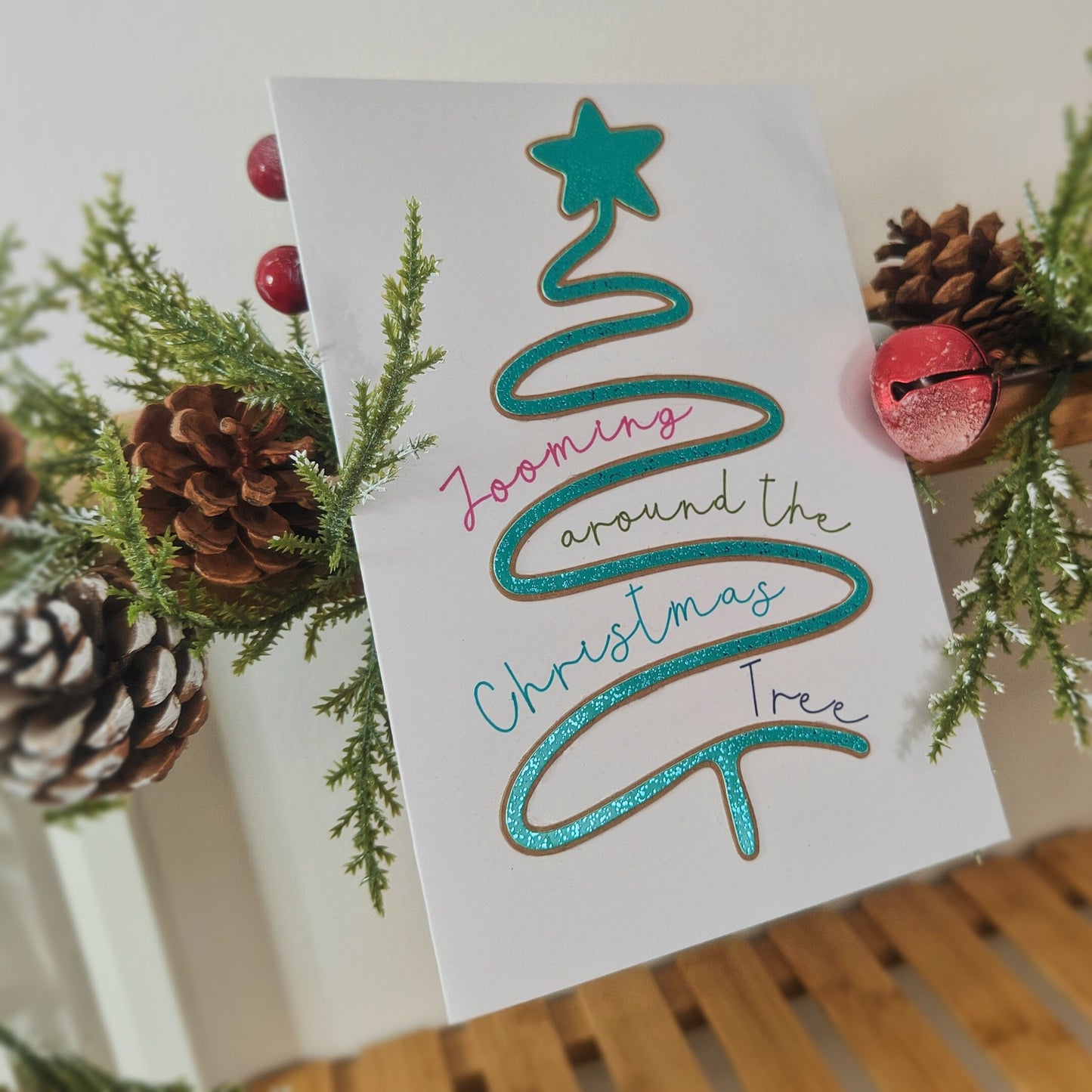 Dogs Christmas themed card with decorative elements on a white background